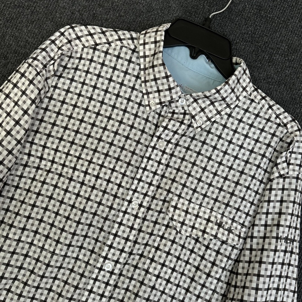 Huk Tide Point Performance Fishing Shirt Men's XL Gray Wht Check LS Button Down